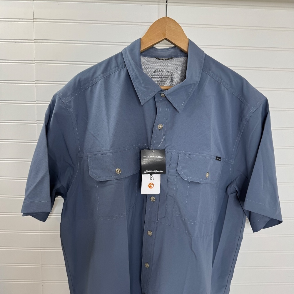 NEW Men's Eddie Bauer Short Sleeve Atals Exploration Shirt Blue XL - Picture 2 of 7